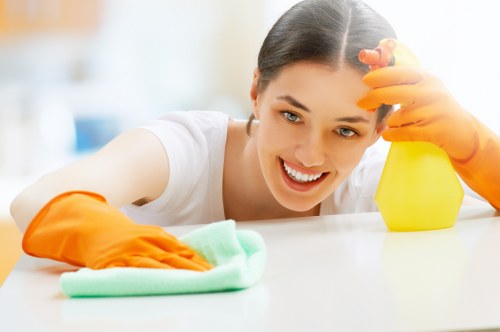 Deep cleaning of tiled flooring in an N4 kitchen